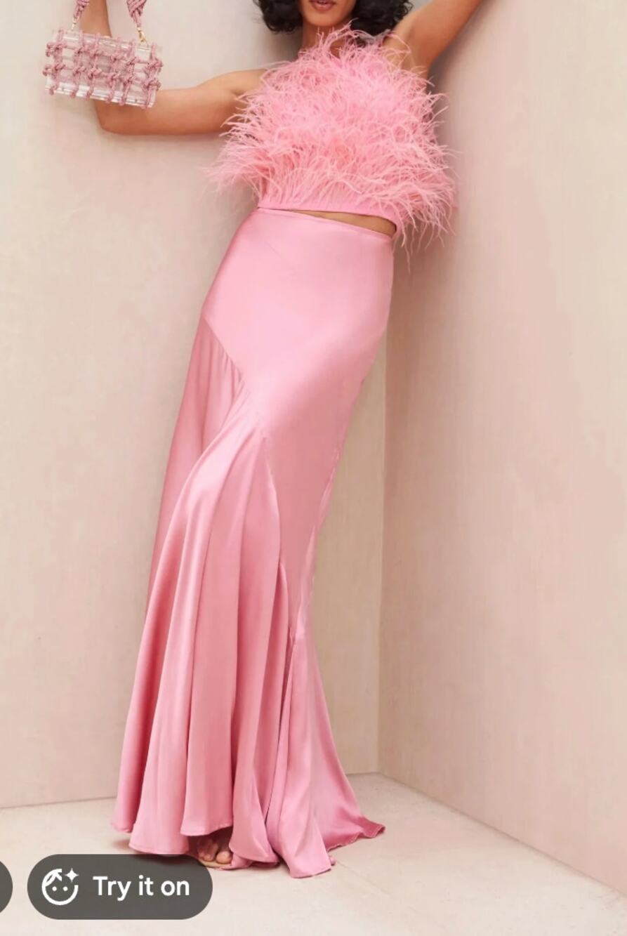 cult gaia Pink Satin Maxi Skirt